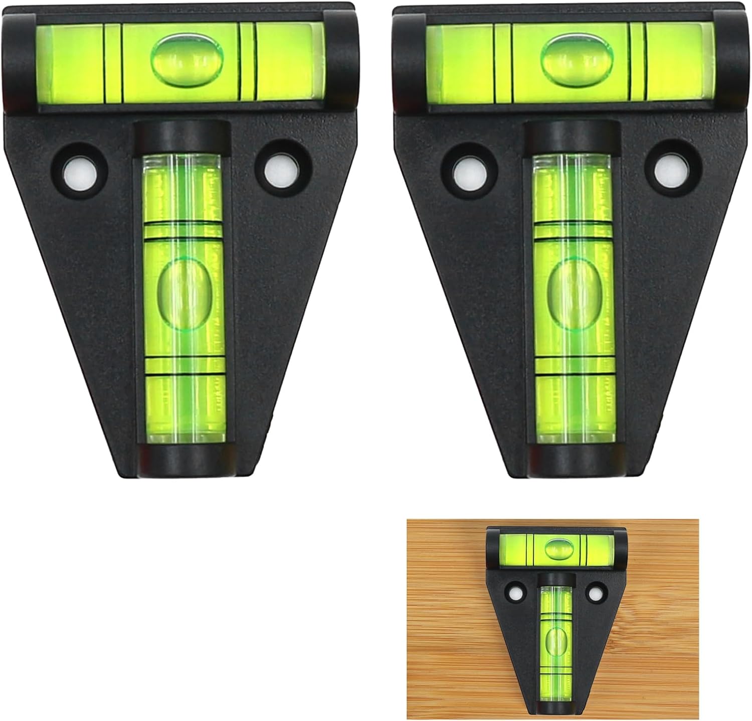 2 Pcs T Type Spirit Level, 2 Way Bubble Leveling Device Small Cross Check Spirit Bubble Level Mini Caravan Leveller Devices, Motorhome Gadgets Levellers (Black T Type Spirit Level, 2)