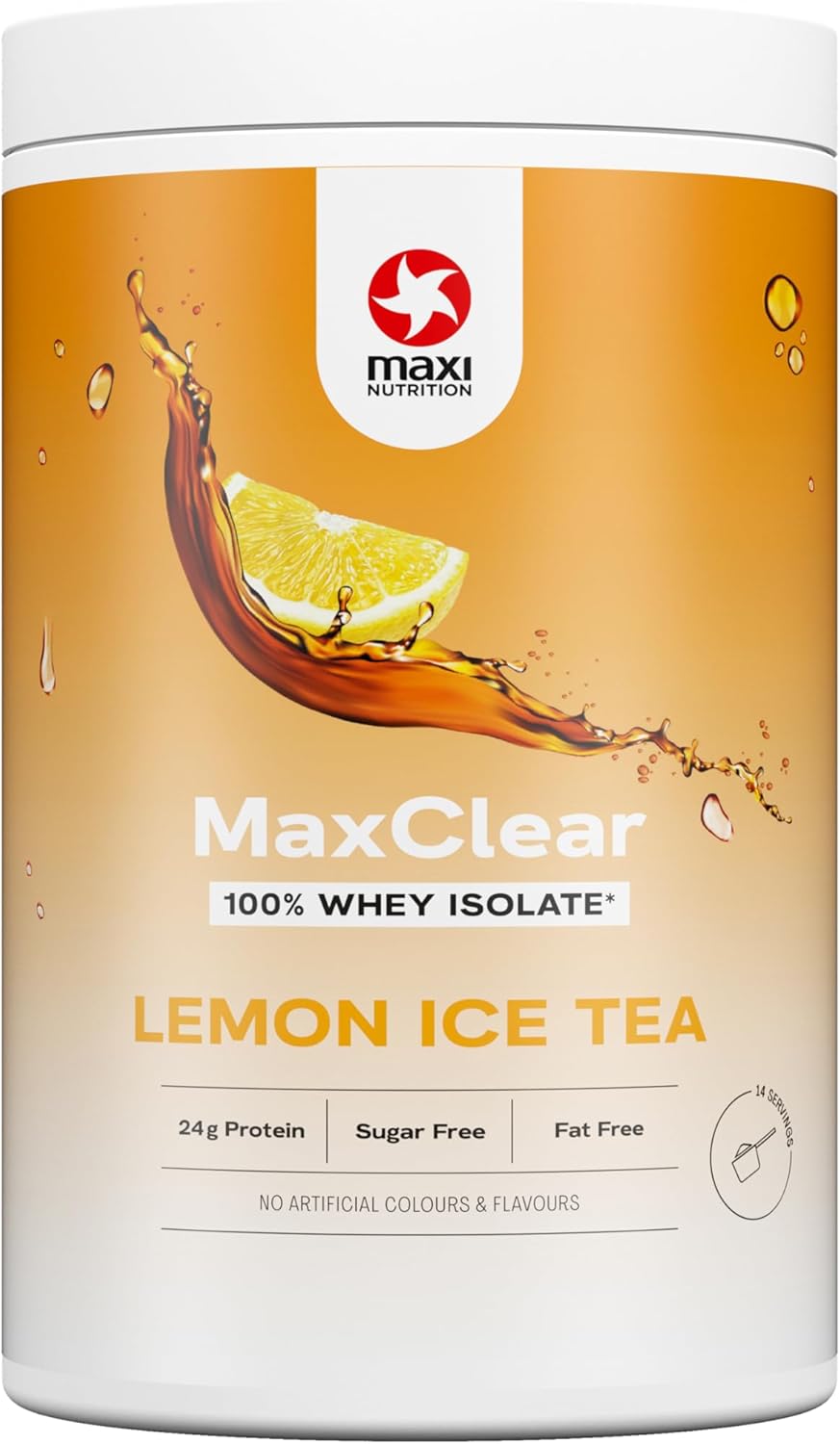 MaxiNutrition, Maxclear, Clear Whey Lemon Ice Tea, 100% Whey Protein Isolate, 420g, with 24g protein per serving, refreshing, low in calories, without artificial flavors