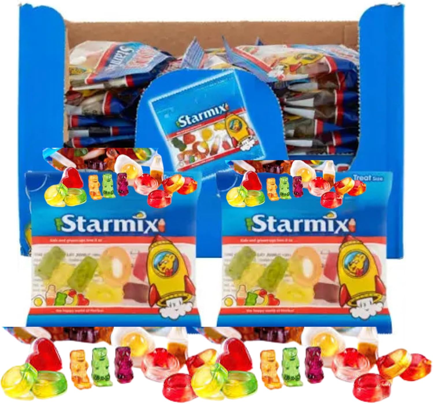 Sweet Mini Bags 100x16g - Amamitrade Thank You Sticker Made For Haribos 100 mini Packs - Bulk Sweets for Birthday Parties, Christmas, Halloween