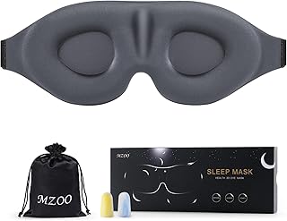 MZOO Sleep Eye Mask for Men Women, Zero Eye Pressure 3D Sleeping Mask, Light Blocking Patented Design Night Blindfold, Soft Eye Shade Cover for Travel, Grey