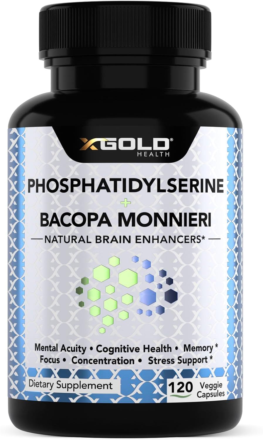PhosphatidylSerine & Bacopa Monnieri 400 mg 2 in 1 Supplement - Natural Brain Enhancer/Nootropic for Enhanced Focus and Concentration, Memory Support, & Cognitive Function - 120 Vegetarian Capsules