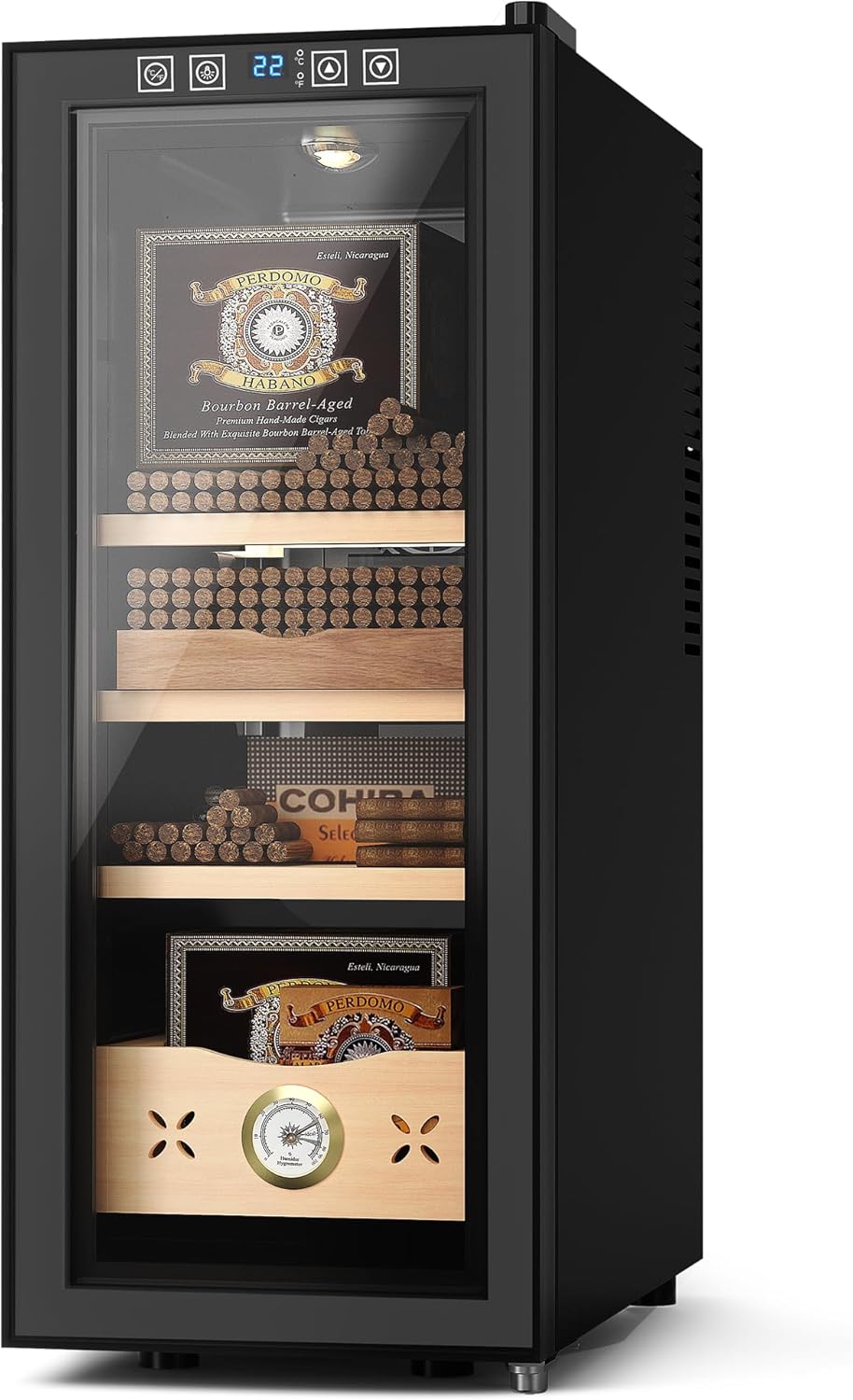 EUHOMY Electric Cigar Humidors, 35L Cigar Humidors, Cooling & Heating Humidor Cabinet with with Spanish Cedar Wood, Electric Cooler for 255 Counts with Digital Hygrometer, 4 Layers