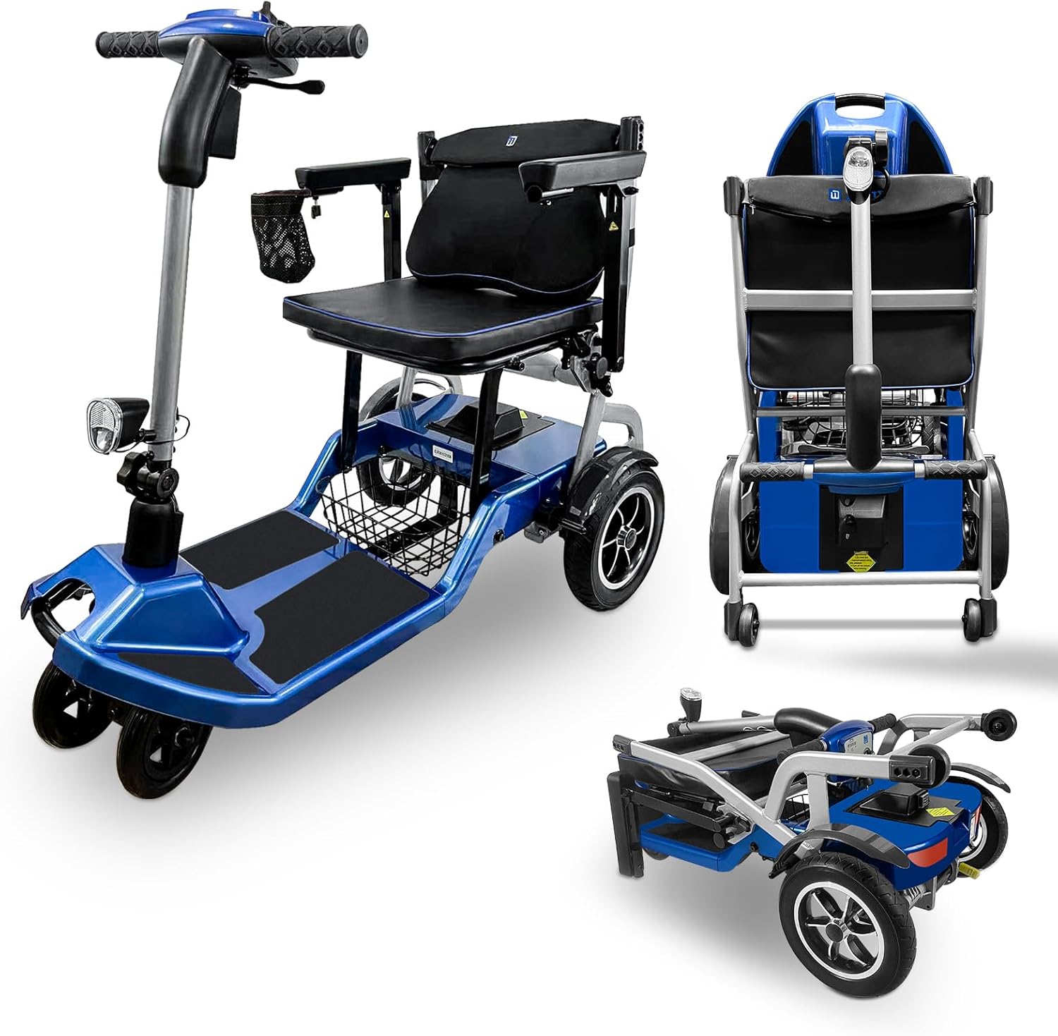 R3b-Mobility Scooters for Seniors Adults Ultra Lightweight Electric Powered Folding 4 Wheel Mobility Scooter with Headlight Cup Holder, Compact & Convenient for Travel Airline Approved, Blue