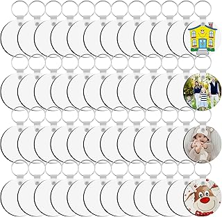 SPOKKI 180 Pieces Sublimation Keychain Blanks Bulk, Double Side Heat Transfer Sublimation Ornament Blanks Blanks, 60 Sets Keychain Rings and Jump Rings for DIY Keychain Crafting (Round)