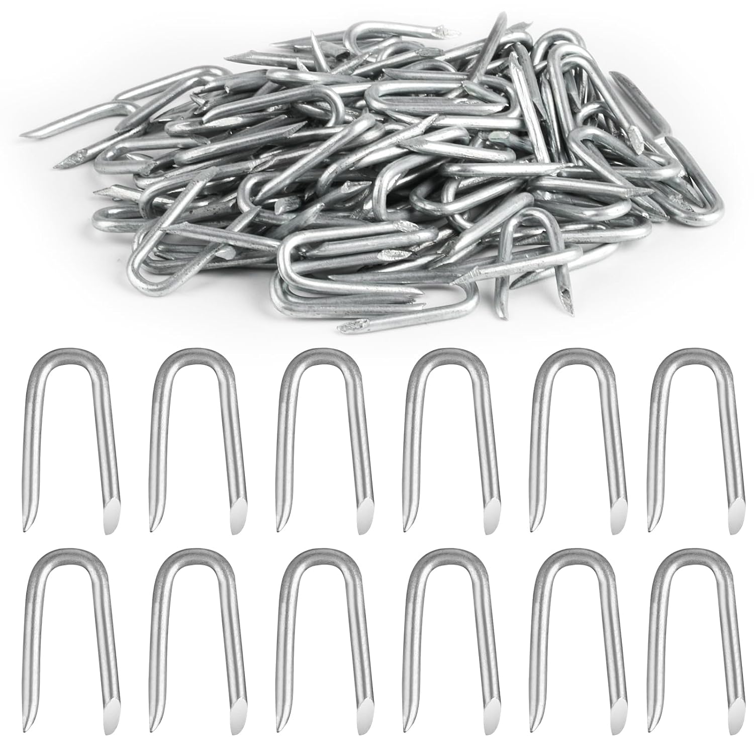 120 Pcs Galvanised U Nails for Fencing, U Shaped Nails, Steel Chicken Wire Fencing, Netting Staples, Fence for Wire Mesh Woven Fencing Garden Mesh Fasteners Nails