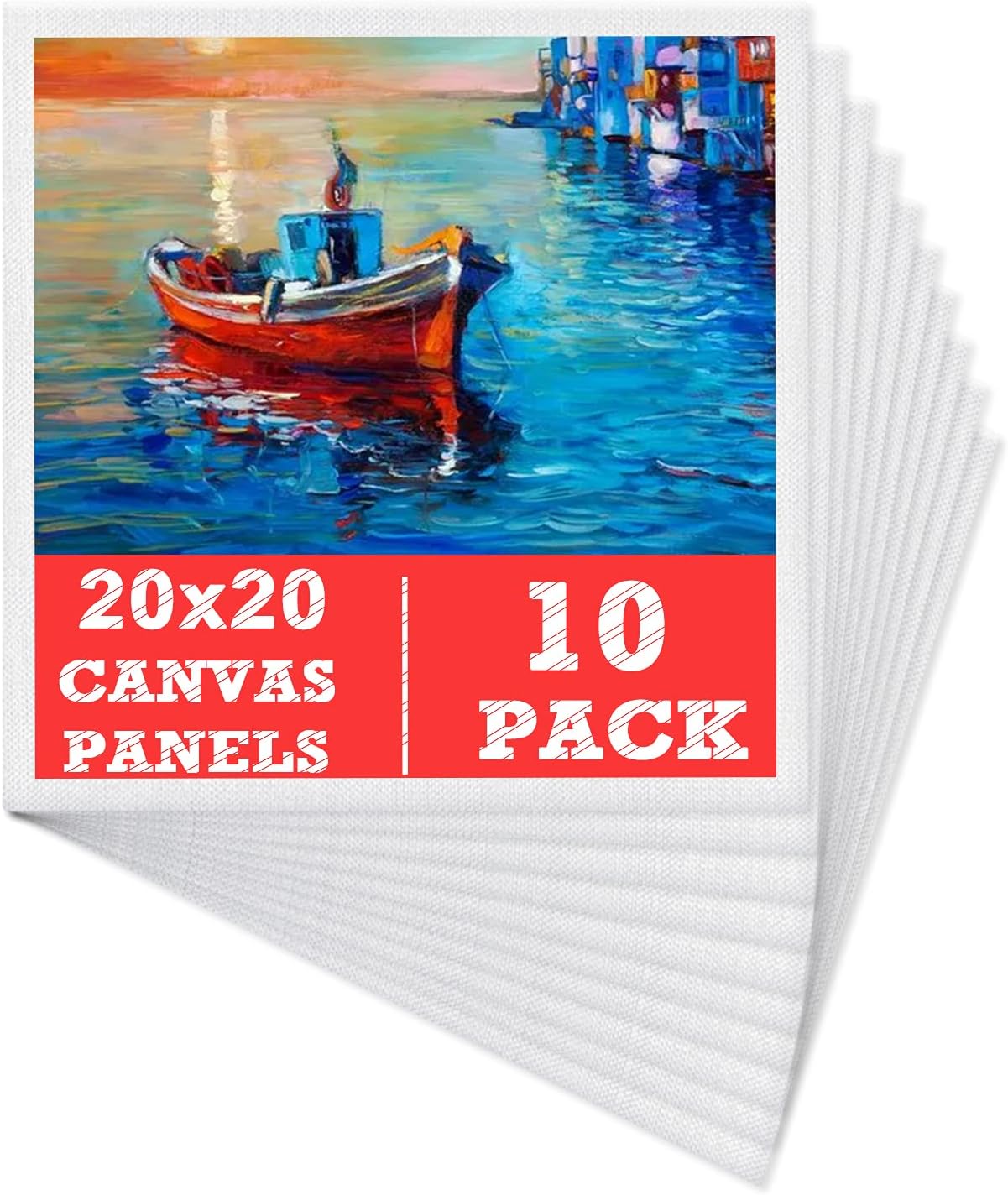 10 Packs Canvas for Painting - 20 x 20 cm(8" x 8"), Blank Canvas Panels Board for Acrylic Painting, Oil Paint & Wet Water Art Media, Canvases for Professional Artist, Hobby Painters & Beginners