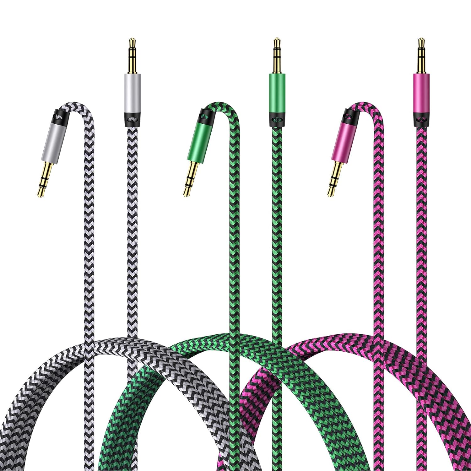 Auxiliary Cable, [3Pack 5FT+5FT+5FT] Stereo Jack Cable Male to Male Aux Lead 3.5mm Aux to Aux Cable TRS Cord Car Headphone iPhone iPad Samsung MP3 Smartphone Tablet Home Speaker PC Soundbox