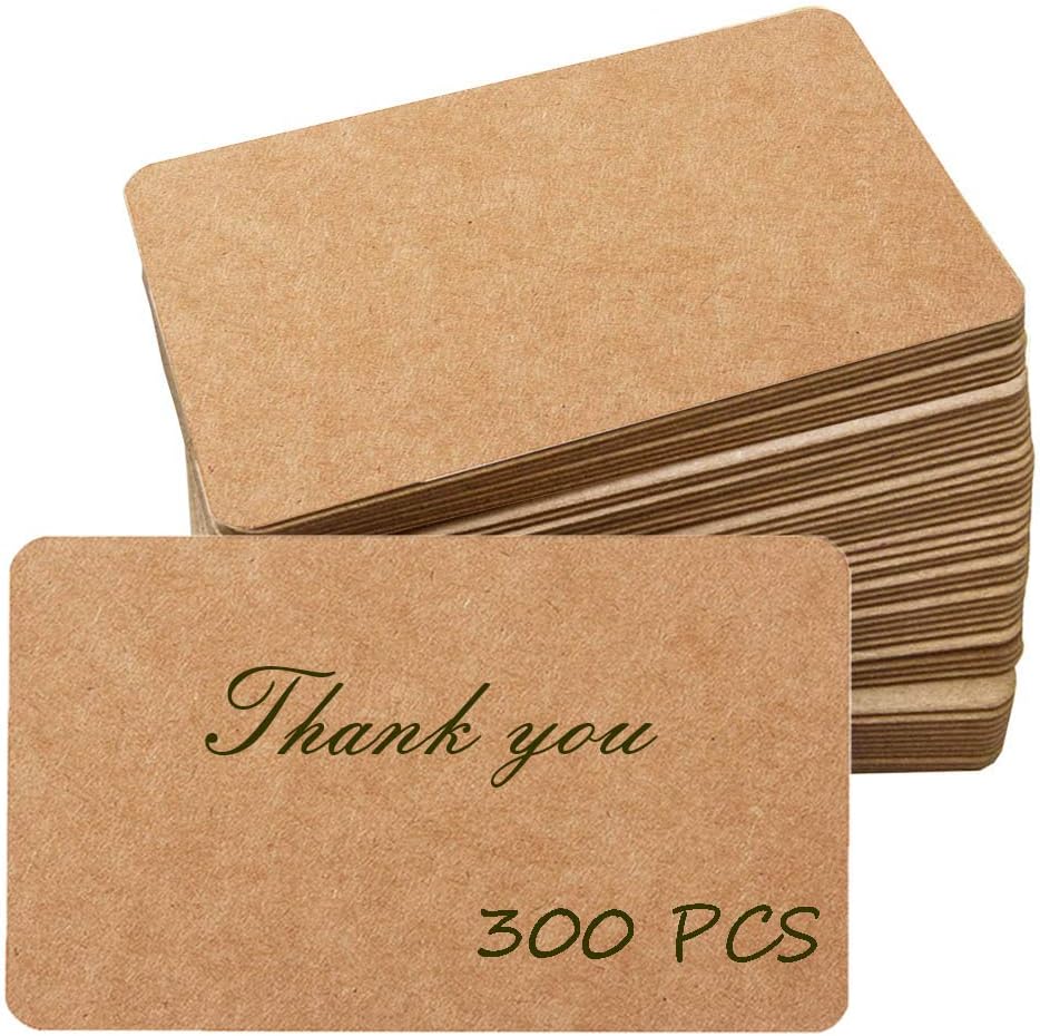 Primbeeks 300pcs Premium Blank Kraft Double-sided Available Word Card, 3.5x 2.2 inch for Business Message Note DIY Gift Kraft Note Paper Tags Scratch Paper Flash Cards