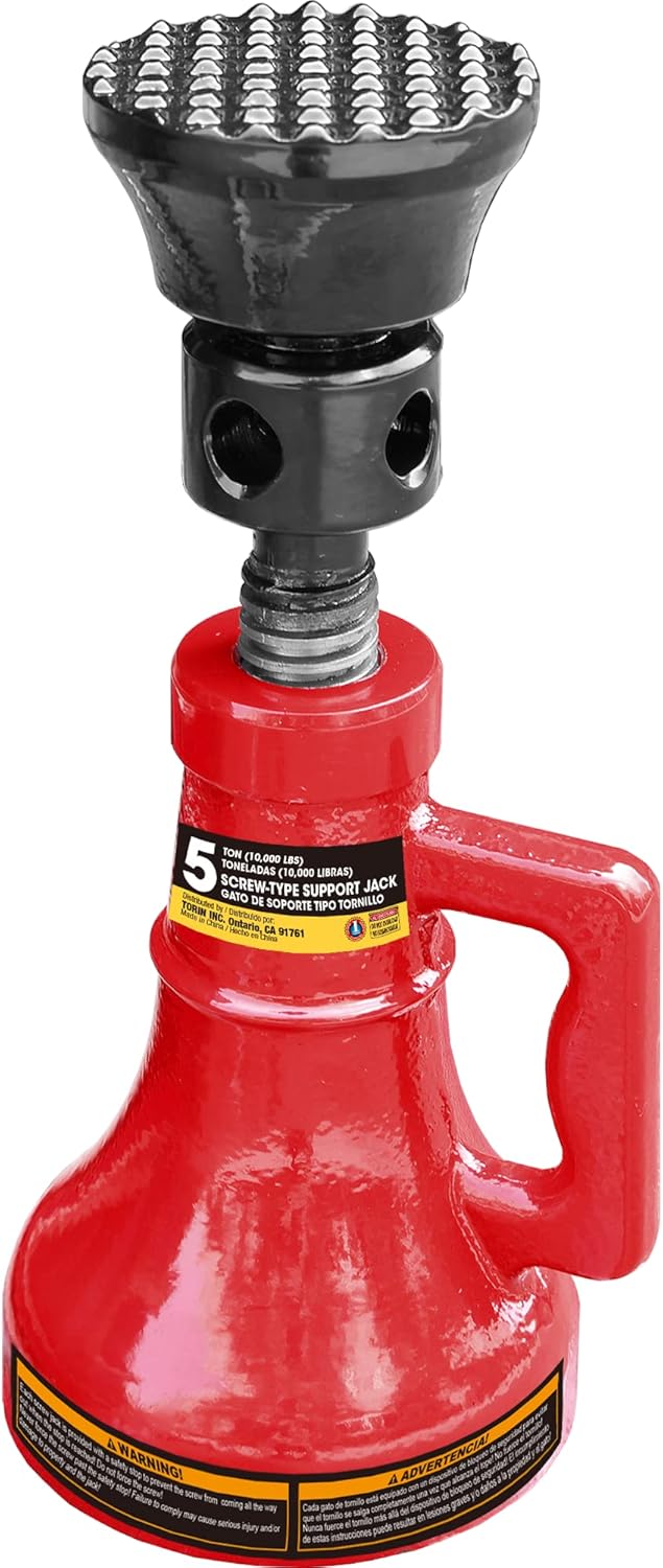 BIG RED 5 Ton (10,000 LBs) Torin Professional Car Support Screw Jack for House Construction Bridge Stabilization, Red, ASJ05R