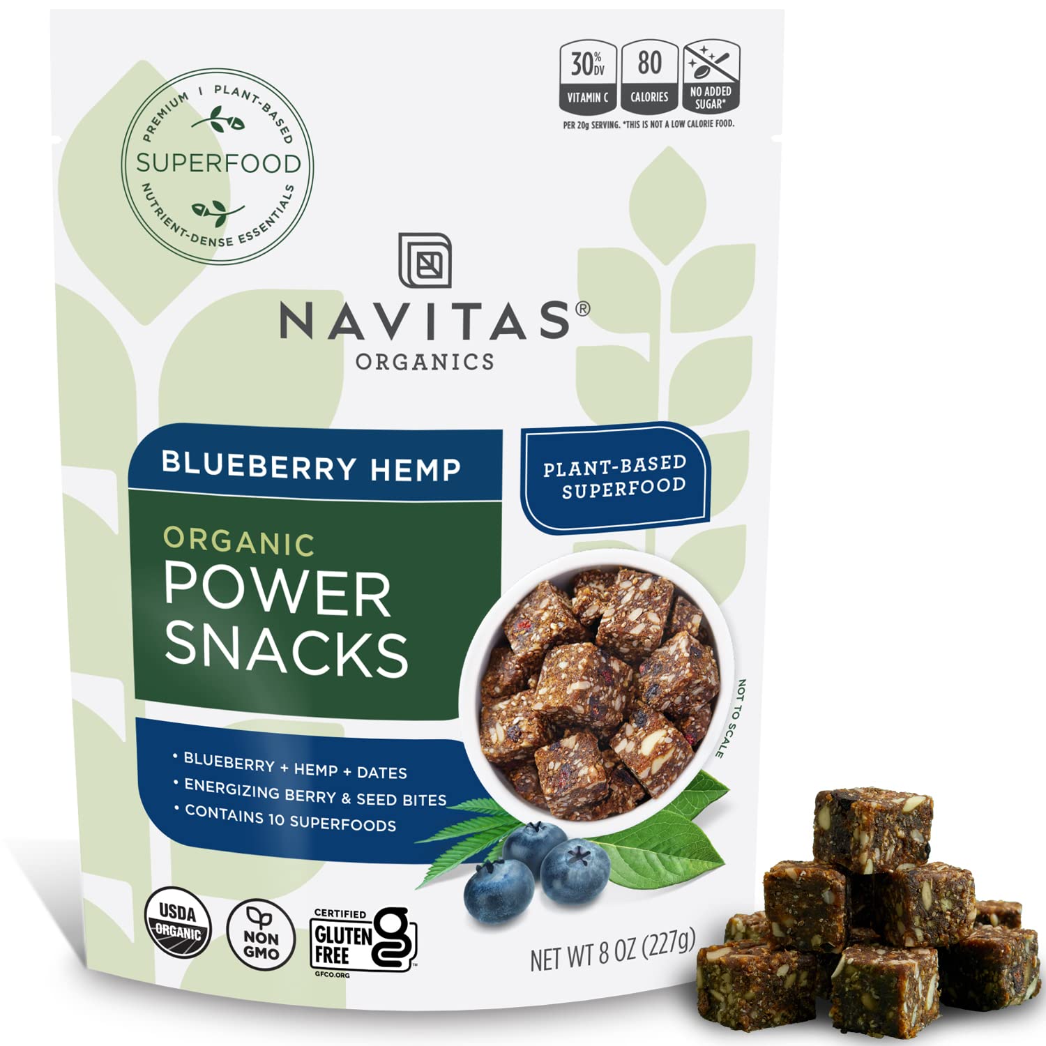 Navitas Organics Blueberry Hemp Superfood Power Snack, 8 oz. Bag