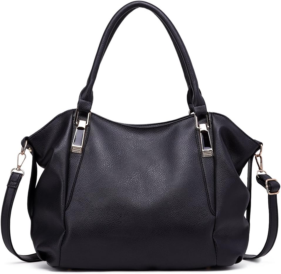 Miss Lulu Women Tote Bag, Soft PU Leather Shoulder Bag, Fashion Large Handbag for Working Ladies, Simple Elegant for Office Travel School Library Shopping