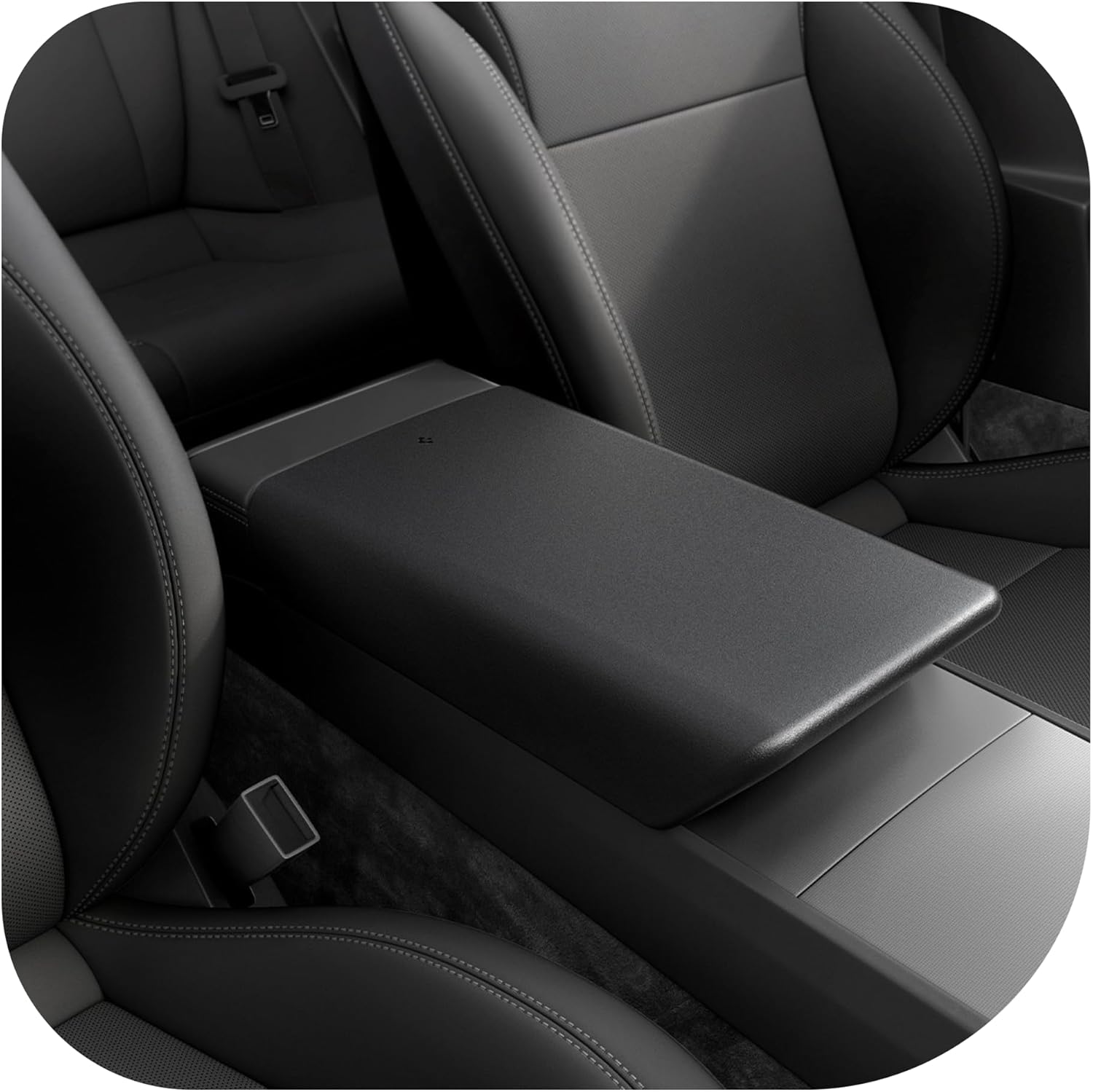 Spigen Center Console Armrest Cover for Tesla Model Y Juniper (2025/26) & Model 3 Highland (2024/25) with EZ Snap On Instant Install (Refer to the video for installation) - Black