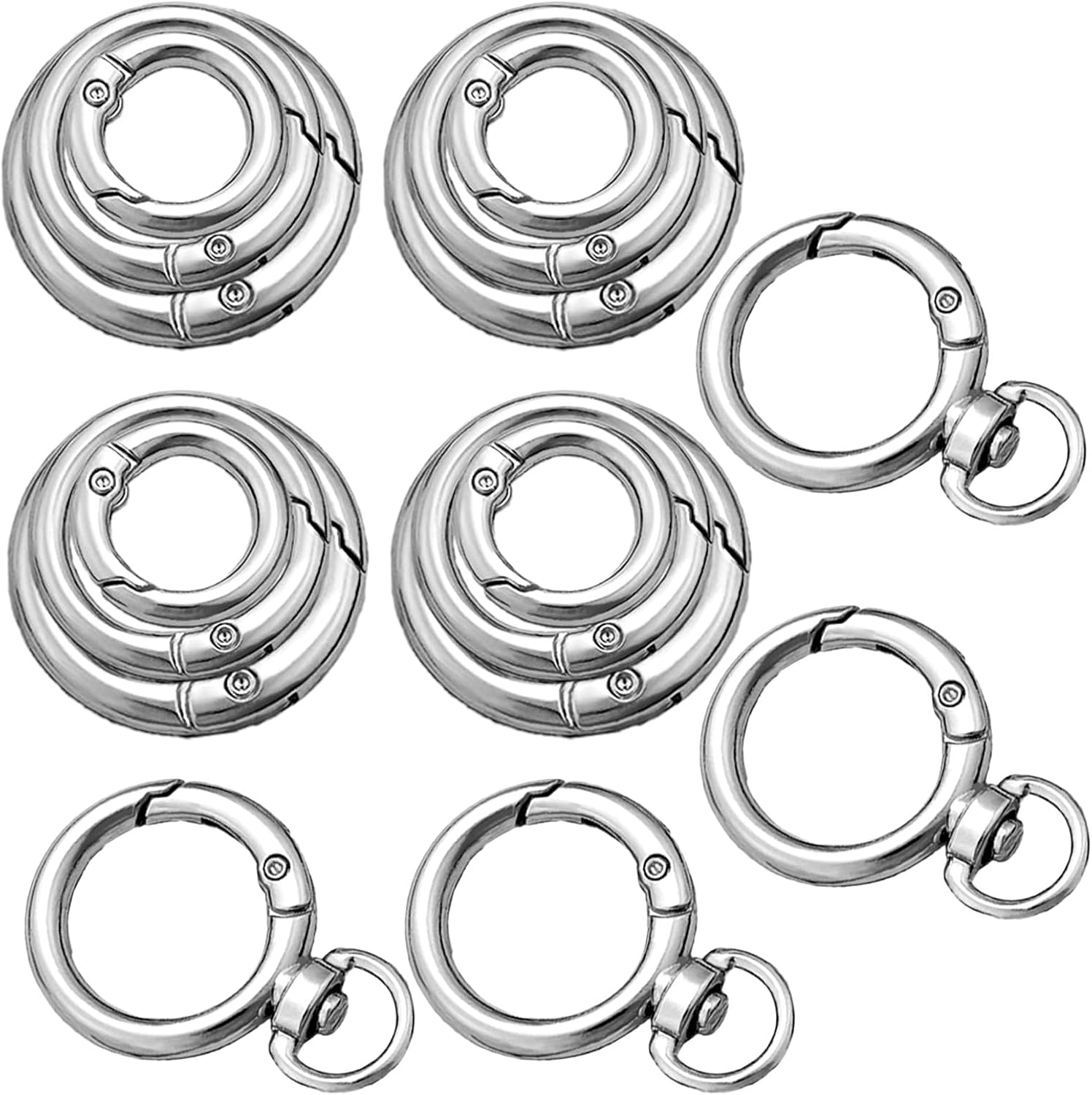 Silver Keyring Round Carabiner Keychain Clip O Rings for Purse Charm Clip Universal Buckle Suitable for Chain Extender, Doll Hooks and DIY Handicrafts as Valentine Gift(16Silver)