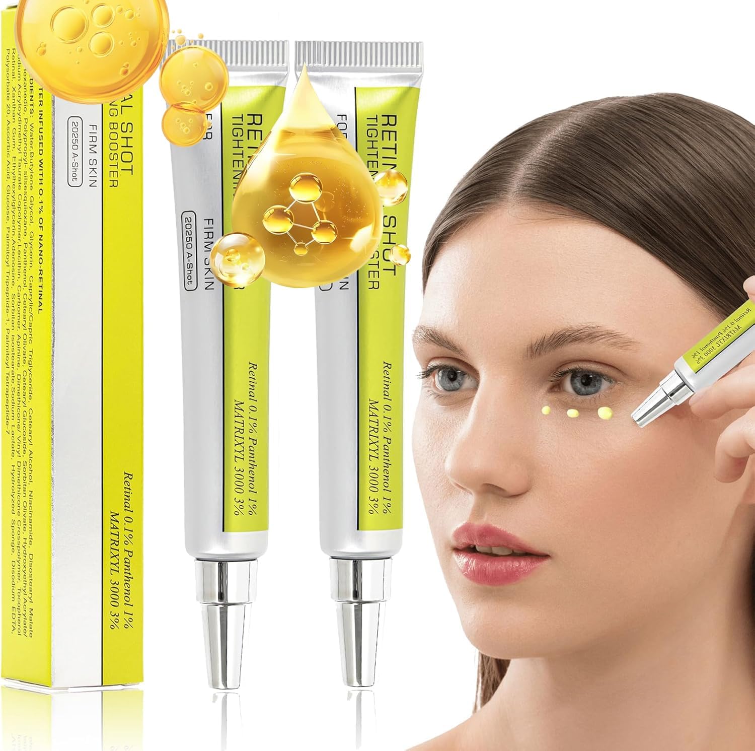 Retinol Power Duo-2-Pack Serum & Eye Cream-Tightening & Firming Retinol Shots for Enhanced Skin Elasticity, Anti-Aging Moisturizer Fluid to Reduce Fine Lines, Wrinkles-Hydrating Formula for Face