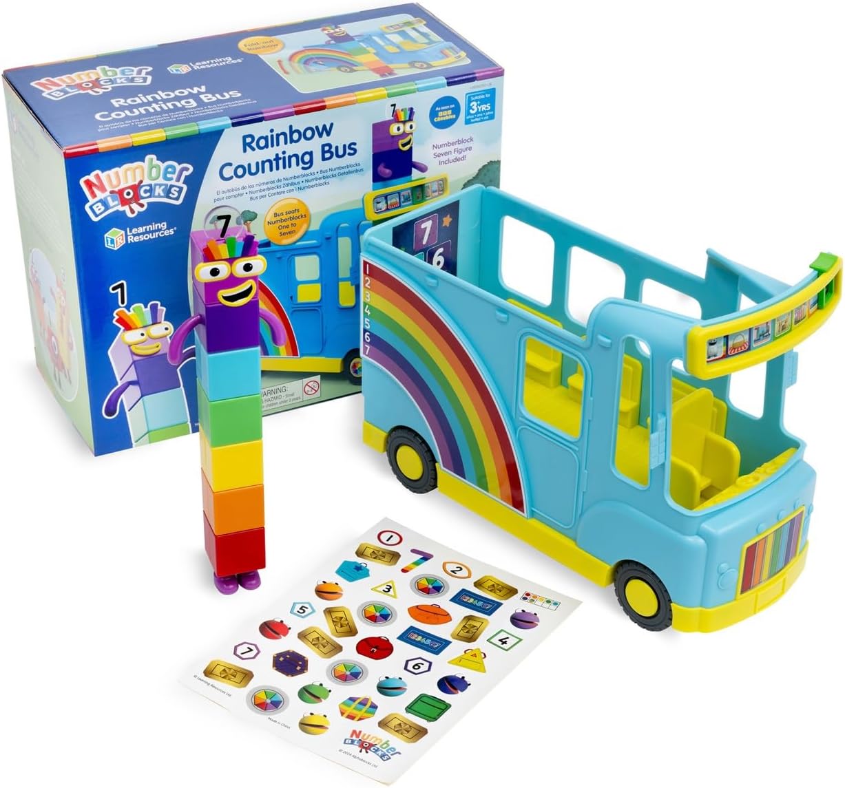 Learning Resources Numberblocks Rainbow Counting Bus, Ages 3+, Interactive Numberblocks Bus Toy Playset with Collectable Seven Figure Included, Plays 12 Songs and Sounds, CBeebies Toys