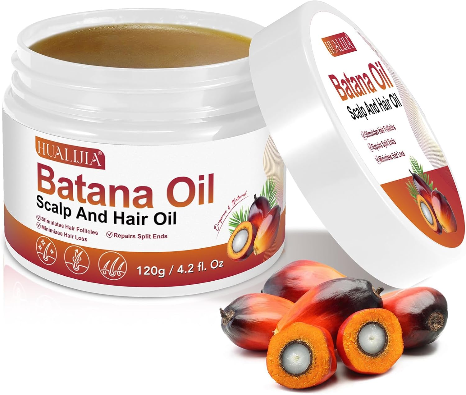 Batana Oil for Hair Growth Dr Sebi, Raw Batana Oil Organic from Honduras Unrefined, Promotes Hair thickness, Prevent Hair Loss, for Men Women 4.2 Oz