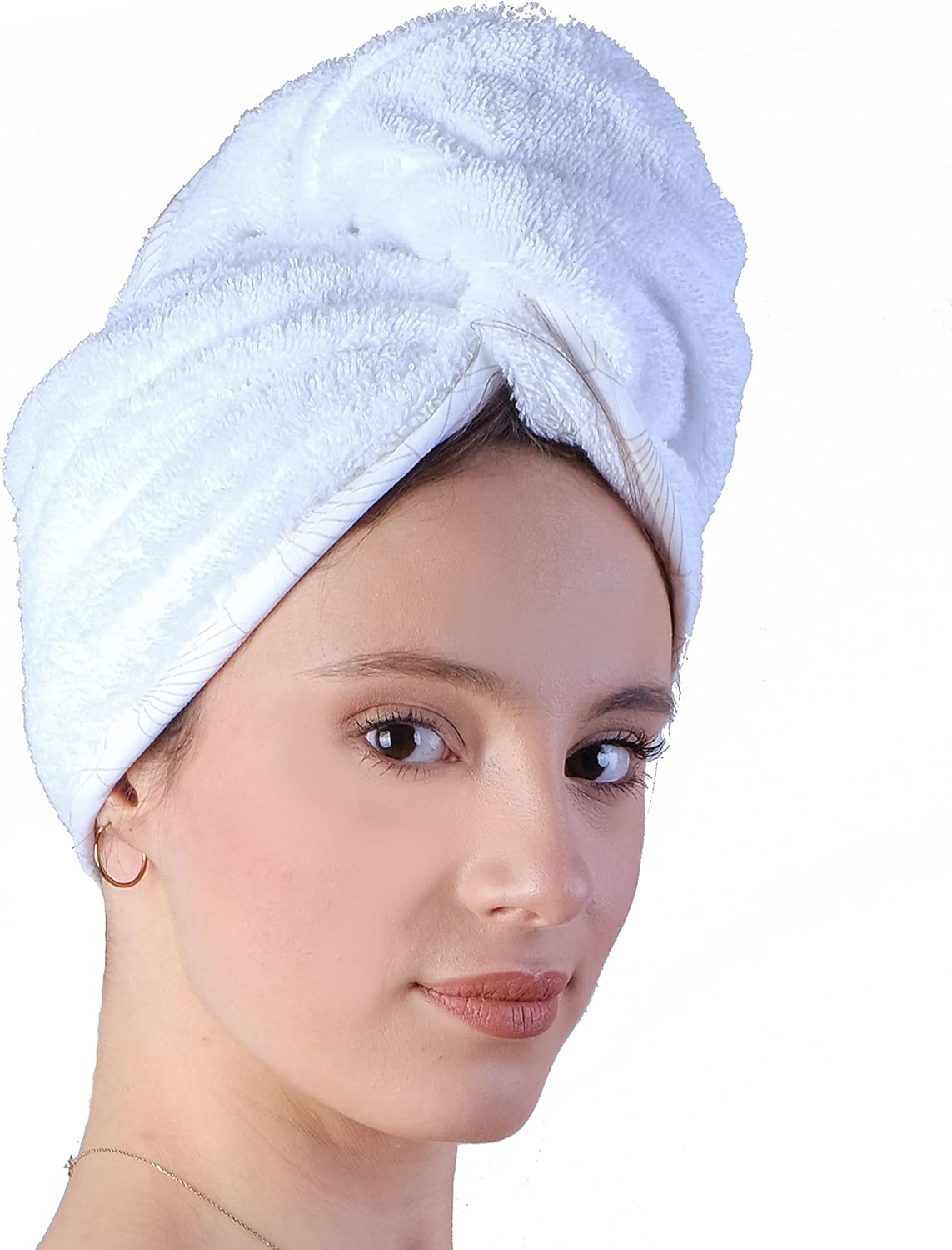100% Pure Organic Cotton Hair Towel - Quick Twist Rapid Dry Turban Wrap for Adult and Child - 1 Pack White