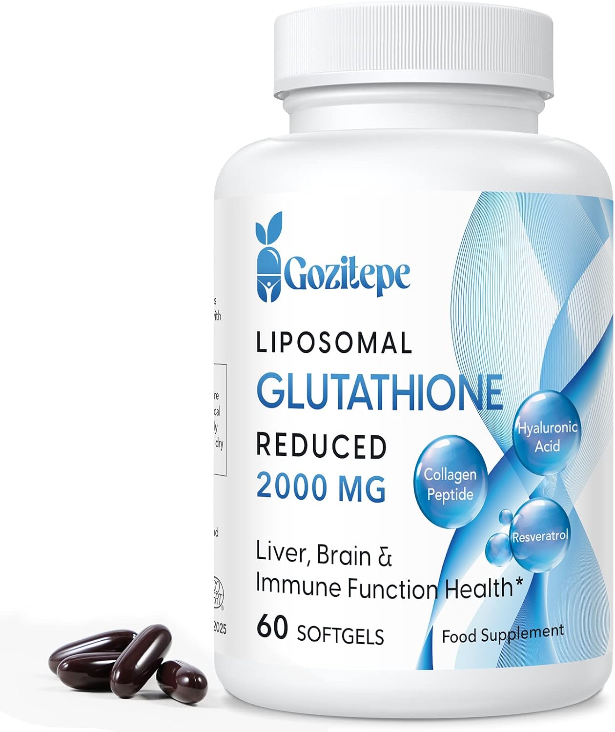 Gozitepe Liposomal Glutathione 2000mg, Reduced Glutathione Supplement