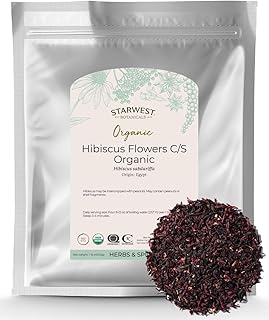 Starwest Botanicals Organic Egyptian Hibiscus Flowers Tea Loose Cut and Sifted, 1 Pound Bulk