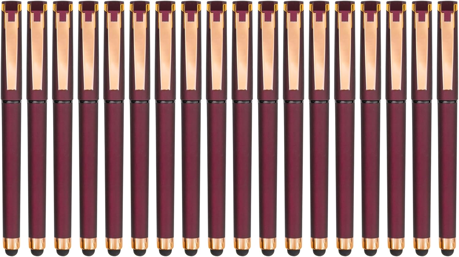 Linbsunne Black Gel Pens 1.0mm Medium Point Pen Office Pens 2-in-1 Stylus Pens for Touch Screens Gel Ink Rollerball Pens for Writing (18 Pack-red)