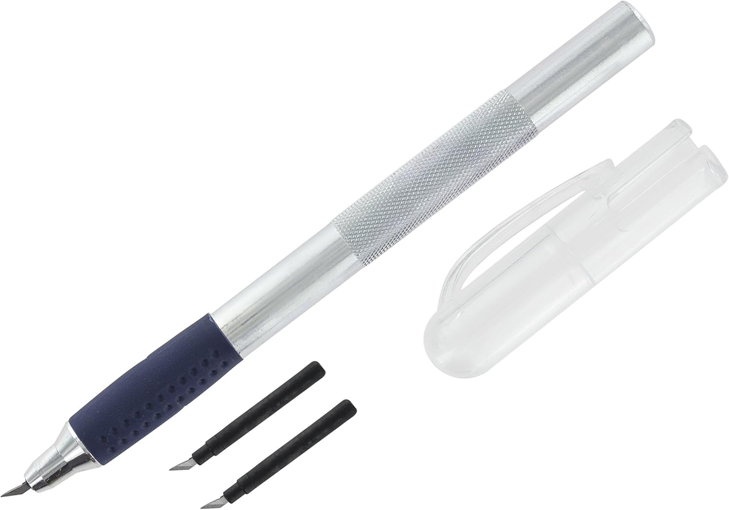 Modelcraft Swivel Craft Knife - Pen Style 360° Cutter with 2 Spare Blades,Silver,15cm