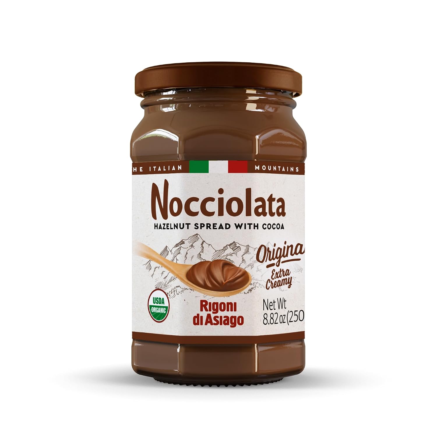 Rigoni di Asiago Organic Nocciolata Classic Hazelnut Spread with Cocoa & Milk, 8.82 OZ (Pack of 1)