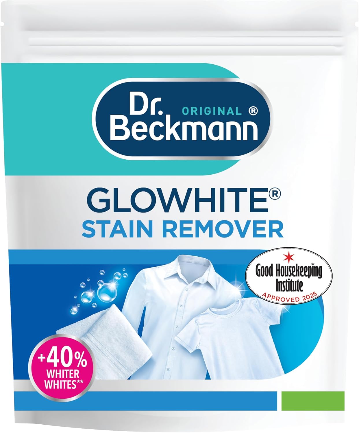 Dr. Beckmann Glowhite Whitening Booster | In-wash stain remover & laundry whitener | Removes 100+ stains | 400g