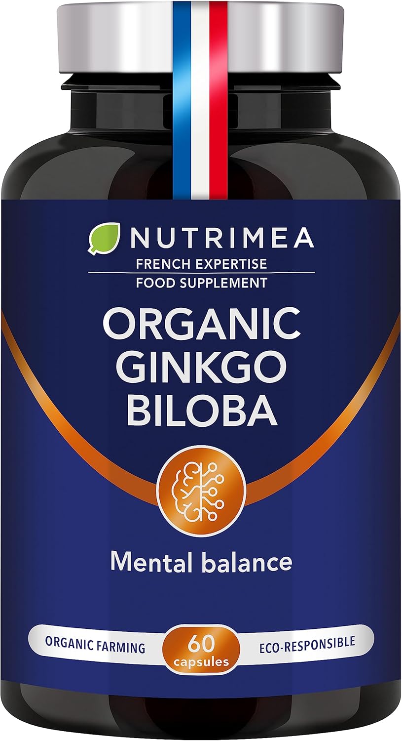 Organic Ginkgo Biloba - Memory & Concentration Complex - Boost Brain Performance - Organic Sage - 60 Vegan Capsules - Nutrimea - Made in France