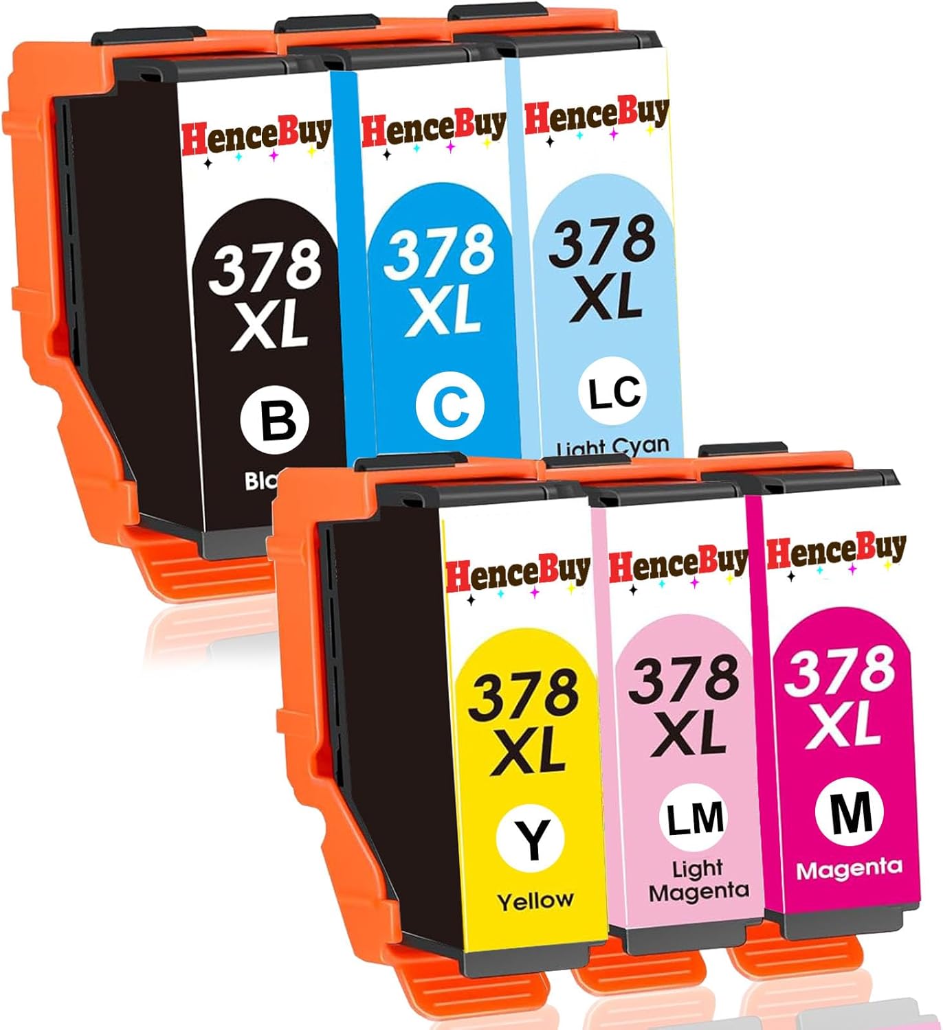 HenceBuy 378XL Ink Cartridges Multipack for Epson 378 XL Compatible with Epson Expression Photo XP-8700 XP-8600 XP-8500 XP-8505 XP-8605 XP-8000 XP-8005 HD XP-15000 Inkjet Printer (6 Colours)