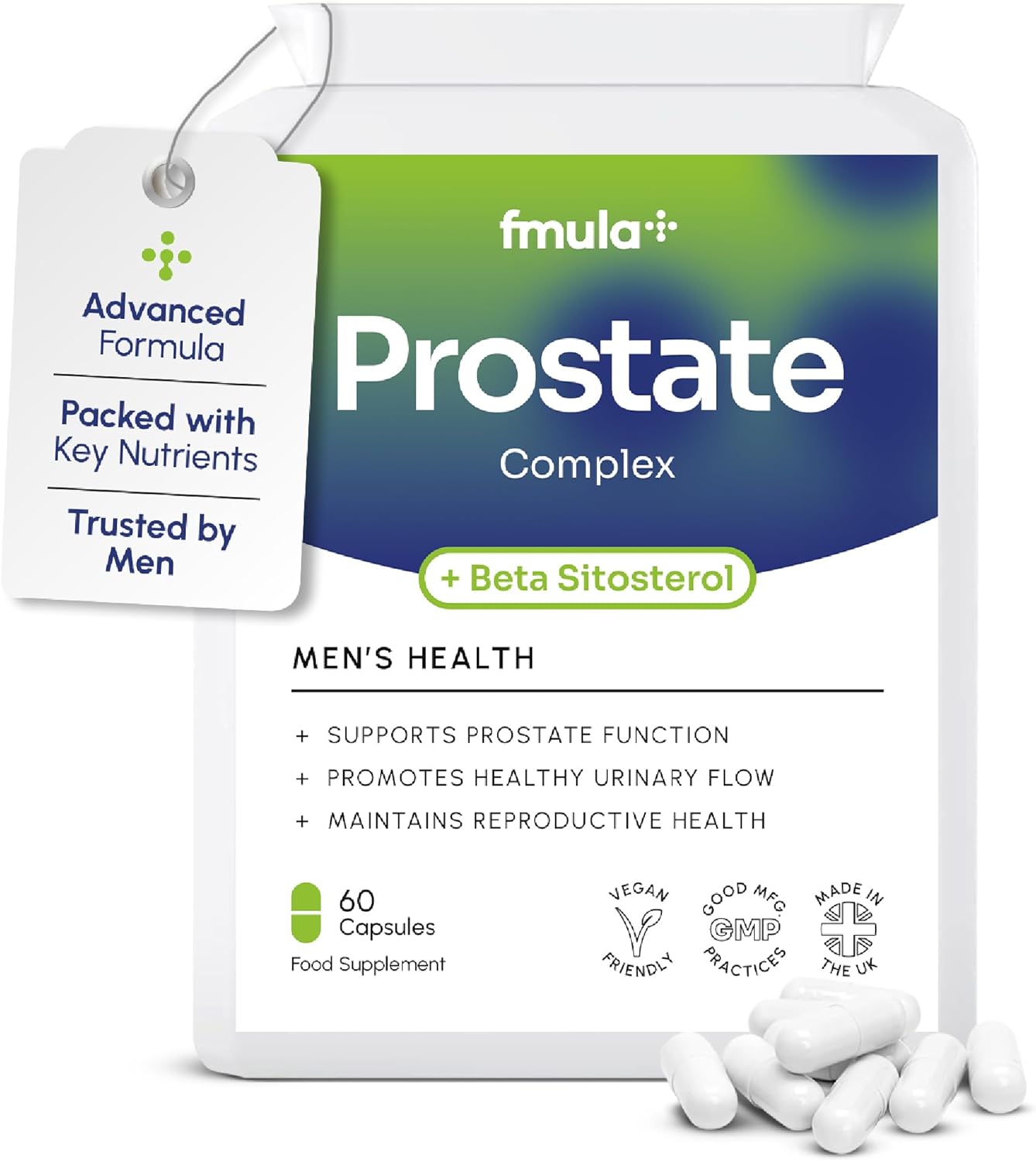 Prostate Health Complex – Prostate Supplement for Men UK – Natural Prostate Support with Pumpkin Seed, Lycopene, Zinc & Selenium – Supports Urinary Flow & Bladder Control – Vegan 60 Capsules