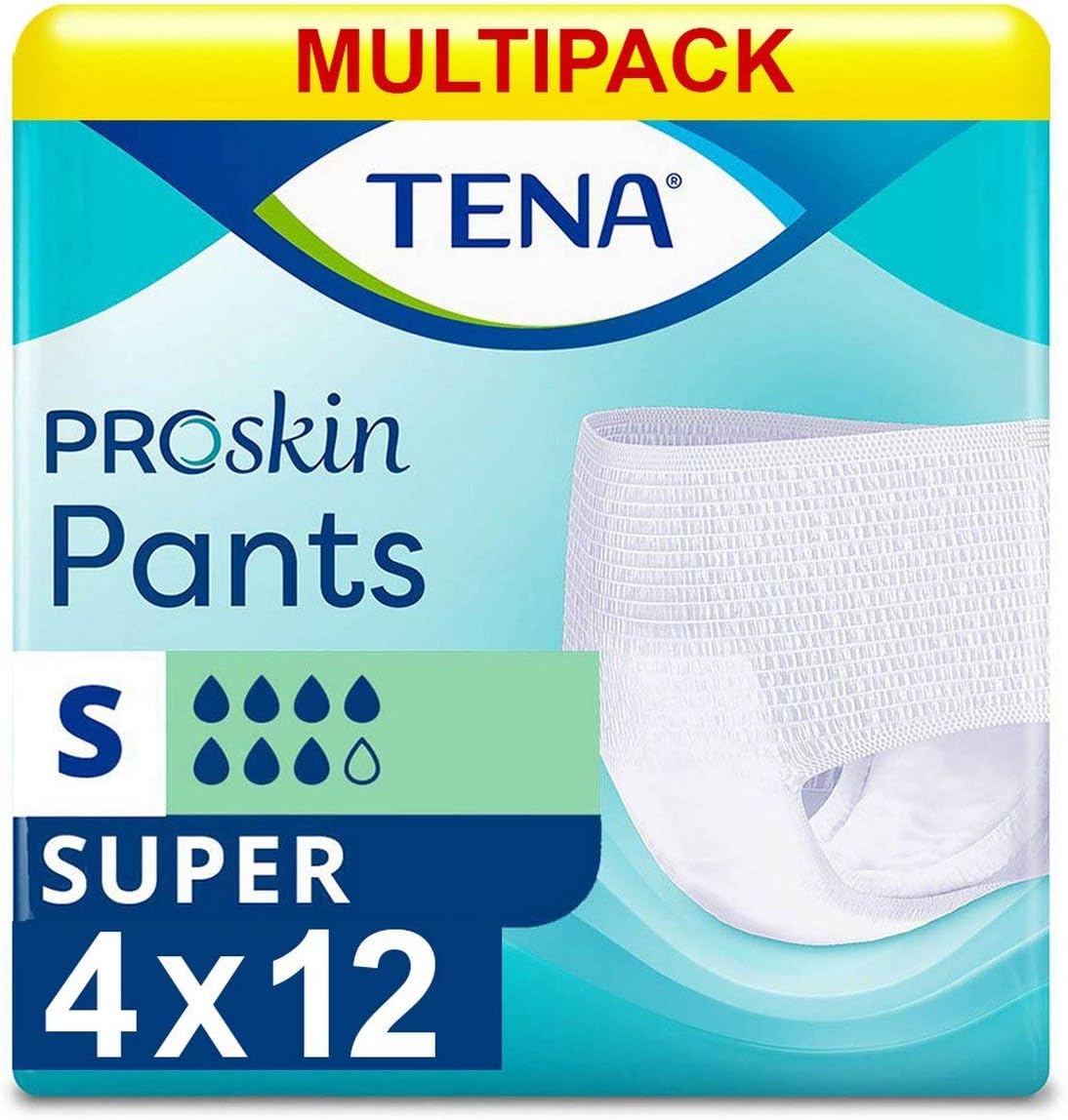 Multipack 4X TENA Pants Super Small (1700ml) 12 Pack Incontinence Protection