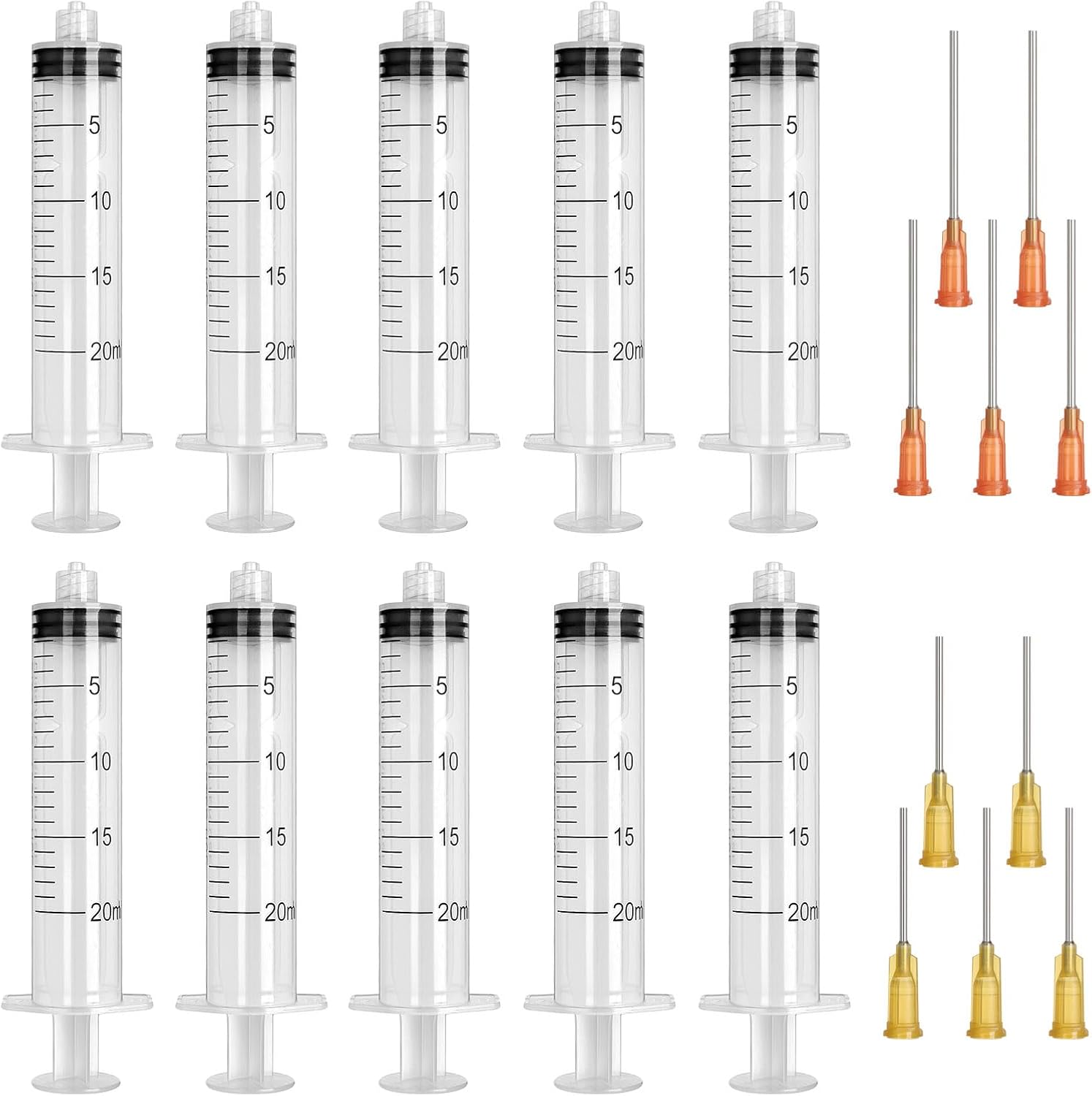 Syringe 20ml, 10PCS Plastic Syringes, Reusable Fodder Syringes, Collection Syringe for Lab, Glue, Industrial, Scientific Labs