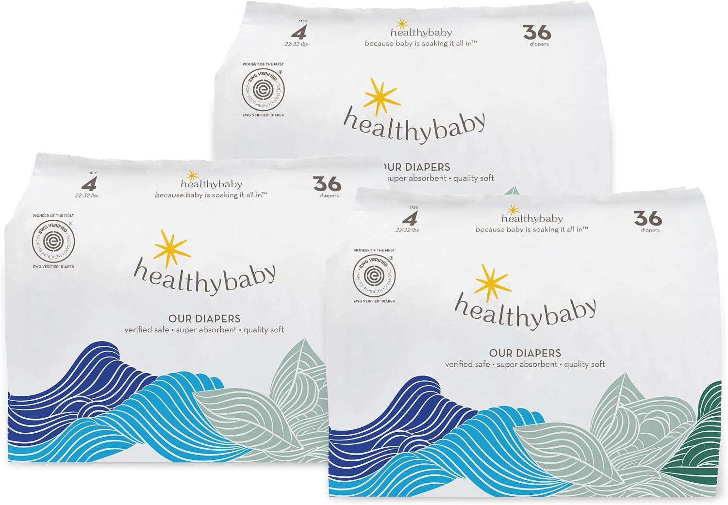 Our Diapers | EWG Verified Safe & Plant-Based Diapers | Leak Protection | Soft Organic Cotton Shell | Chlorine-Free Diaper for Sensitive Skin | Size 4 (22-32 lbs) 108 Count