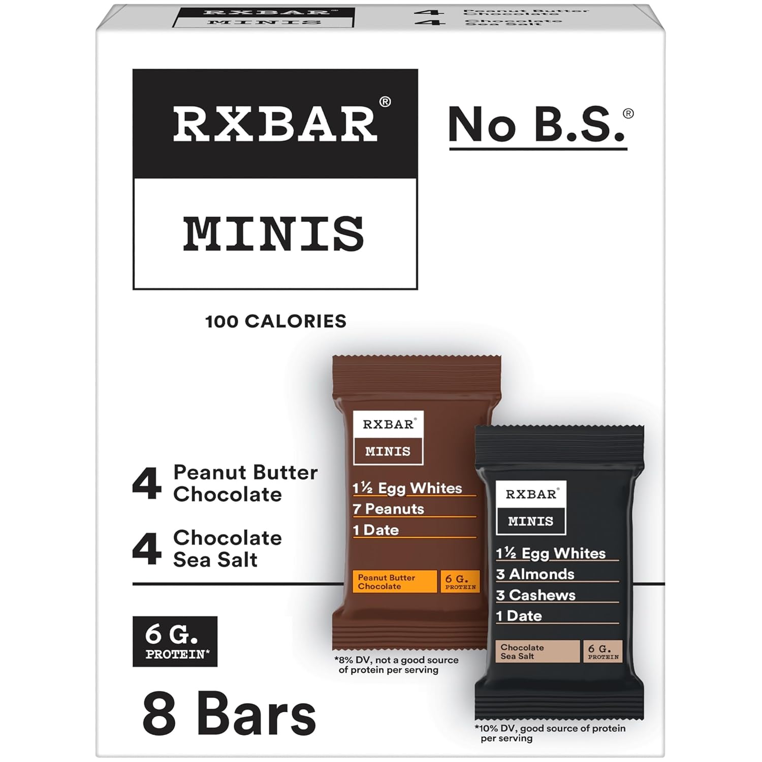 RXBAR Minis Protein Bars, Protein Snack, Snack Bars, Variety Pack, 7.3oz Box (8 Bars)