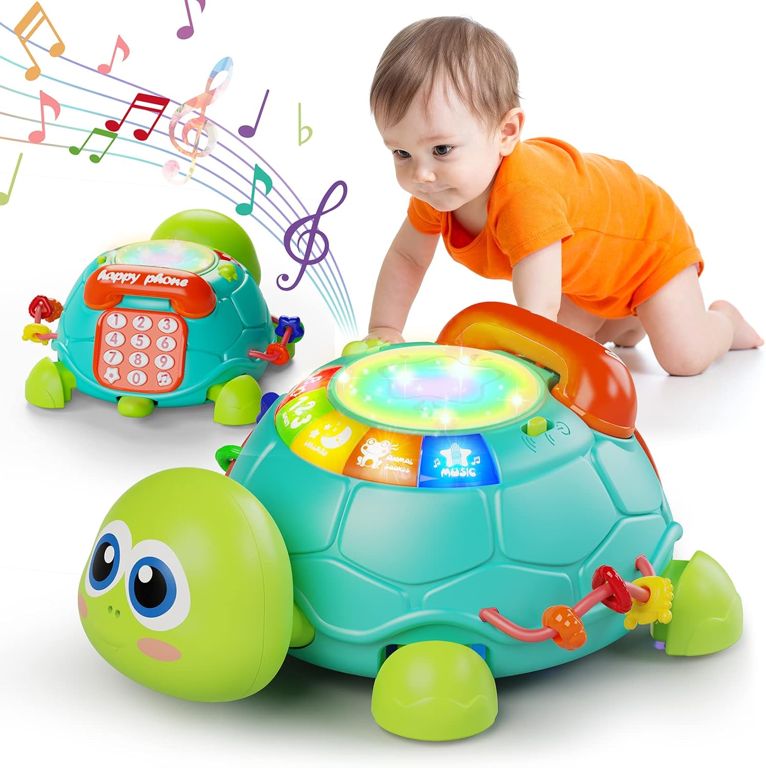 Baby Toys 6 to 12 Months, Tummy Time Toy for 12-18 Months, Musical Turtle Crawling Toys with Light & Sound, Birthday Gift Early Educational Toy for Baby Infant 6 7 8 9 10 Months 1 2 Year Old