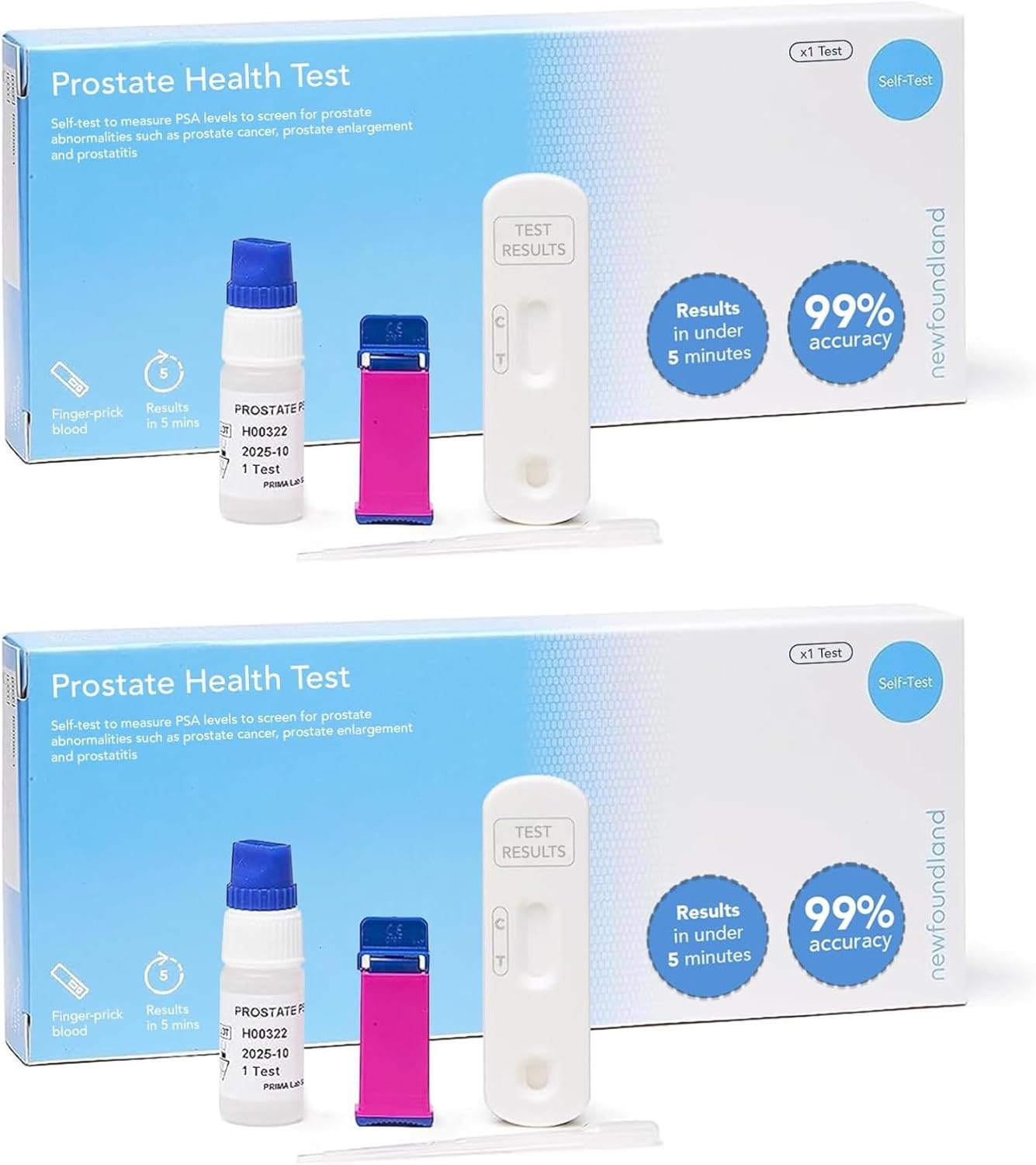 Newfoundland Prostate Test Kit-Home Self-Test for Prostate Health -Accurate & Rapid Result in Under 5 Minutes - Detect Prostate Specific Antigen (PSA) -Certified by CE Single Person Test Kit (2 Pack)