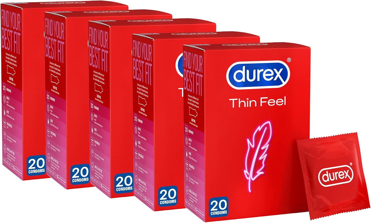 Durex Thin Feel Condoms, Pack of 100
