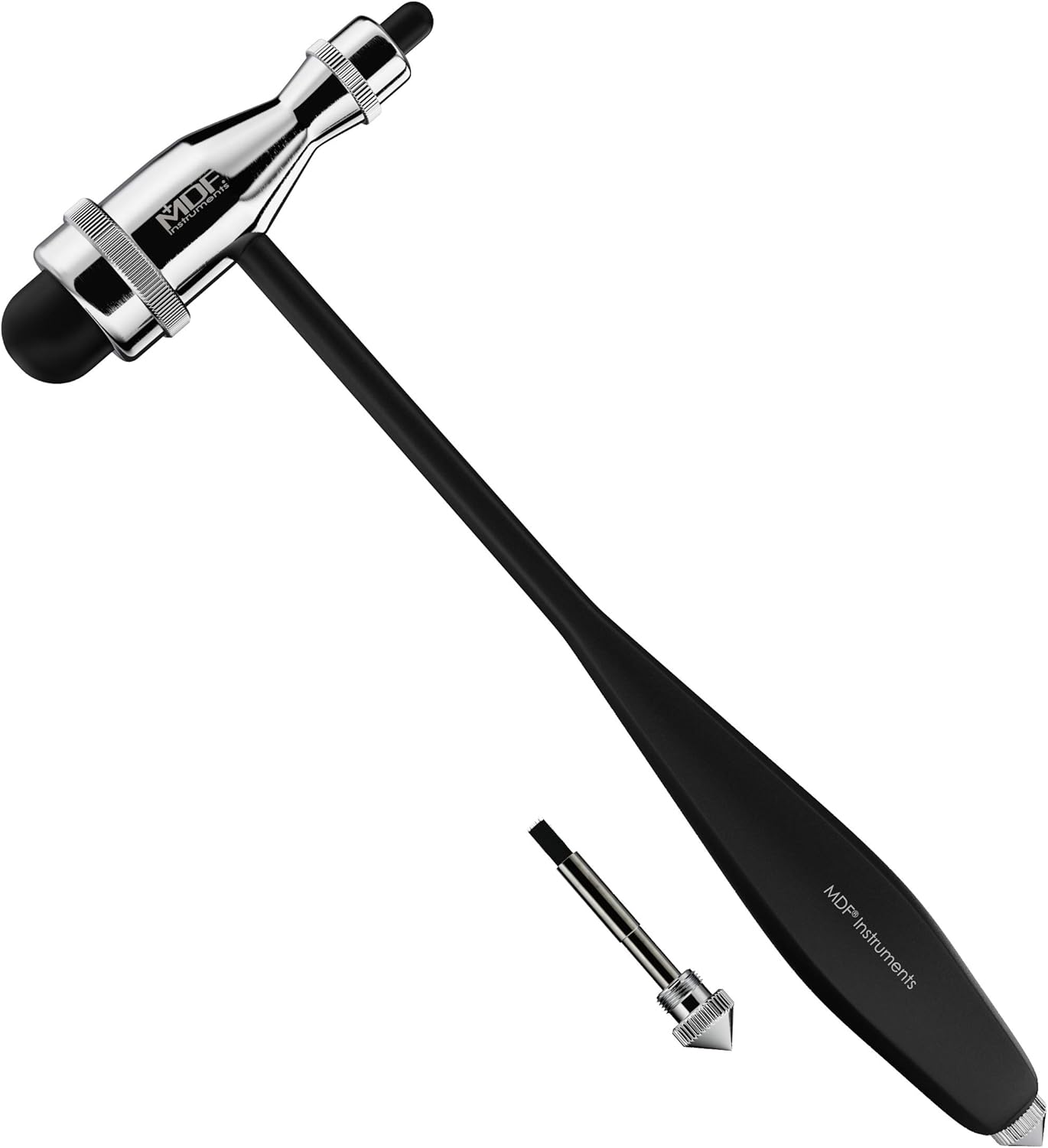 MDF Instruments, Tromner Neurological Reflex Hammer with Built-in Brush for cutaneous and Superficial responses - Light - HDP Handle - Free-Parts-for-Life & Lifetime Warranty - Black (MDF555P-11)