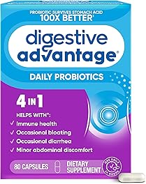 Digestive Advantage Probiotics For Digestive Health, Daily Probiotics For Women & Men, Supports Gut Health, Occasional Bloating & Diarrhea, Minor Abdominal Discomfort, & Immune Support, 80ct Capsules