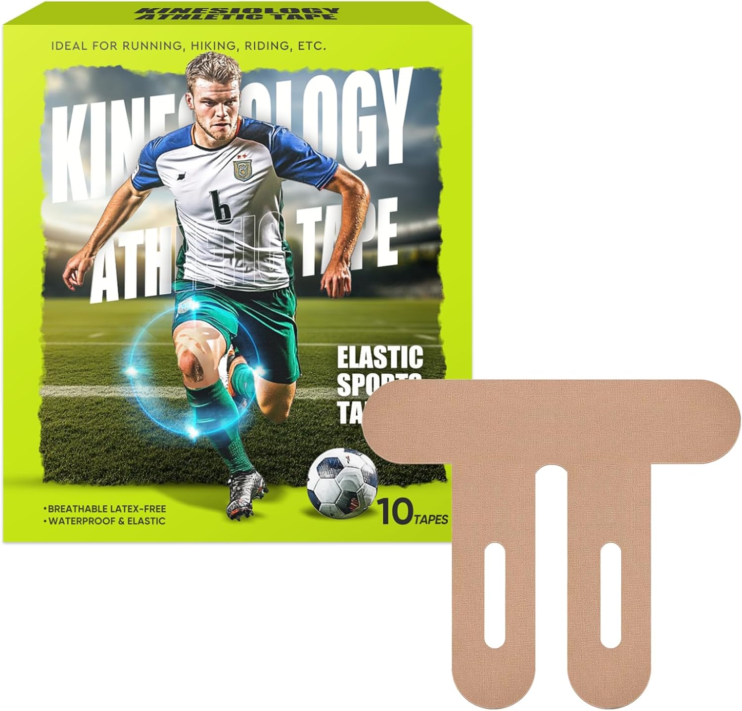 Kinesiology Tape, Waterproof & Breathable Kinesiology Tape for Knee Support, Athlete-Level Protection, Enhanced Support & Recovery, 10Pcs