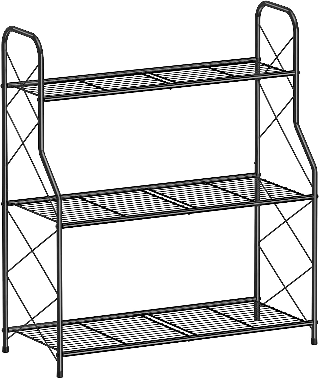 AULEDIO Plant Stand Rack 3 Tier Indoor Outdoor Multiple Holder Shelf,Black