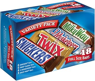 Mars SNICKERS, TWIX, MILKY WAY & 3 MUSKETEERS Individually Wrapped Variety Pack Full Size Milk Chocolate Candy Bars Bulk Assortment, 33.31 oz, 18 Bars