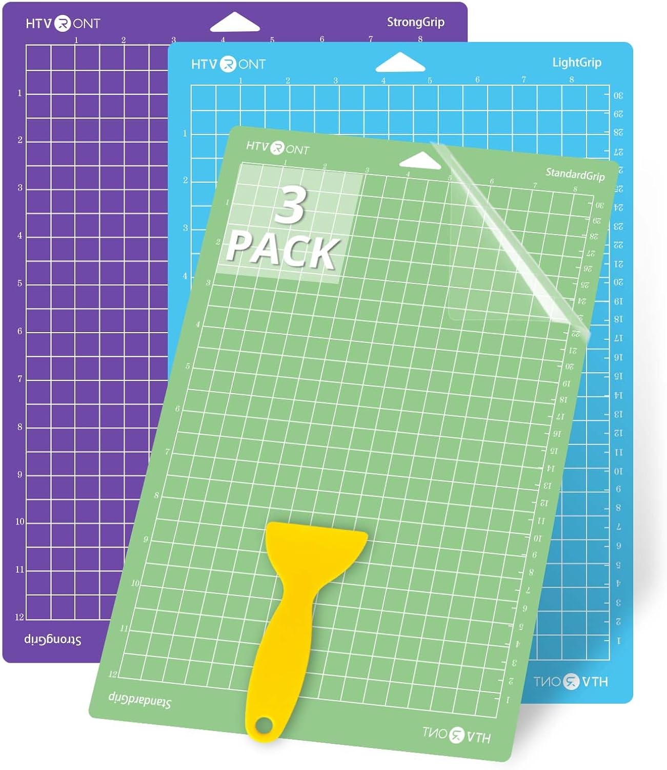 HTVRONT Cutting Mats Compatible with Cricut Joy Xtra, 3 Pack Cutting Mats 8.5"x12"(StandardGrip, LightGrip, StrongGrip), Variety Adhesive Reusable Accessories Compatible with Cricut Joy Xtra