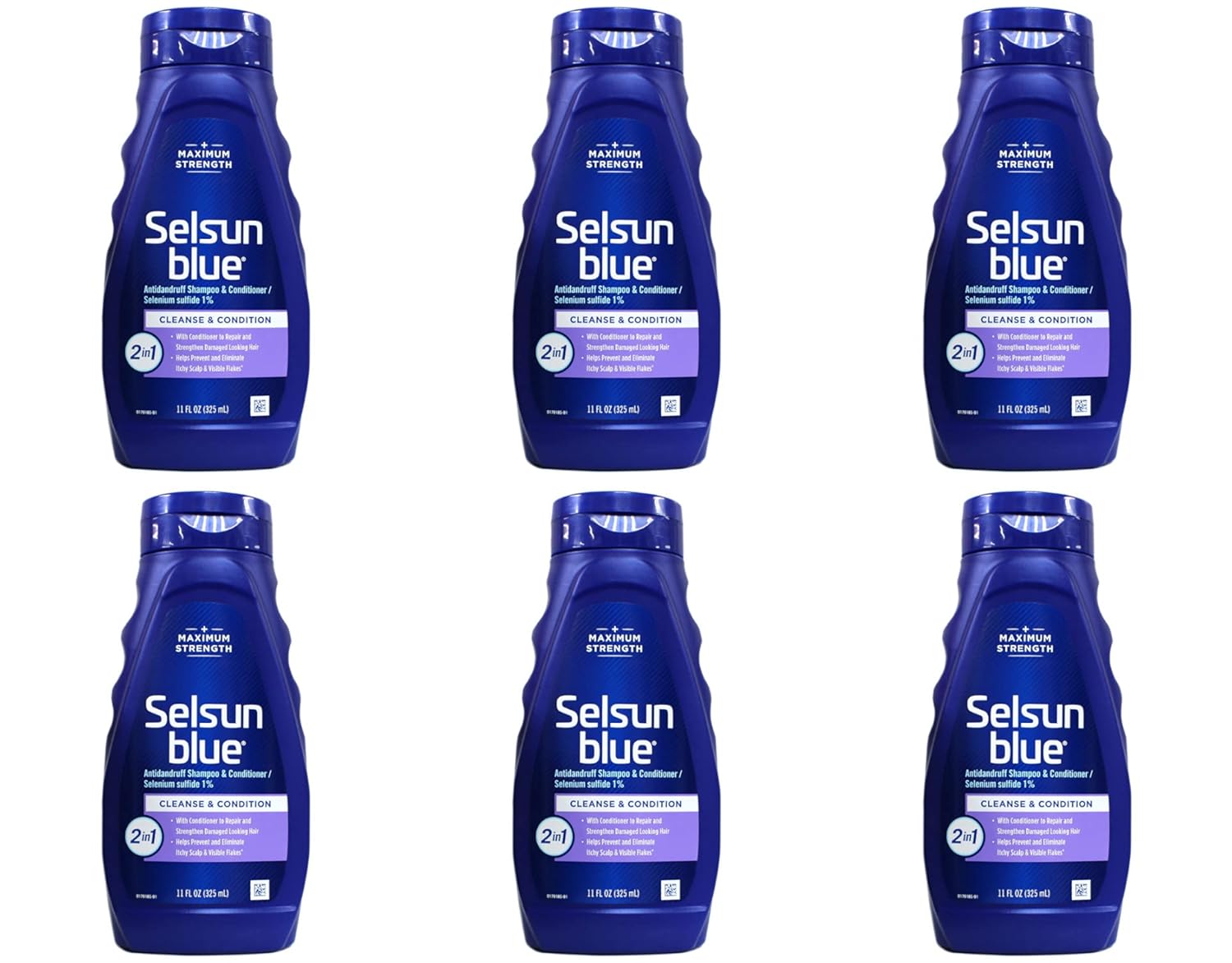 Selsun Blue Shampoo Naturals Dandruff 2-In-1 Strength 11 Ounce (325ml) (6 Pack)