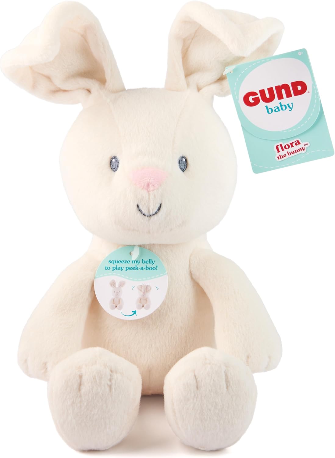 GUND Baby Peek-a-Boo Flora Bunny Plush, Bunny Rabbit Stuffed Animal, Baby Toy for Ages 0 and Up, Cream, 18 cm