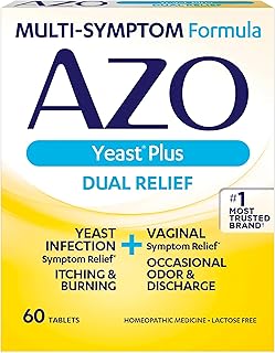 AZO Yeast Plus Dual Relief Tablets, , FSA/HSA Eligible, Yeast Infection and Vaginal Symptom Relief, Relieves Itching & Burning, 60 Count