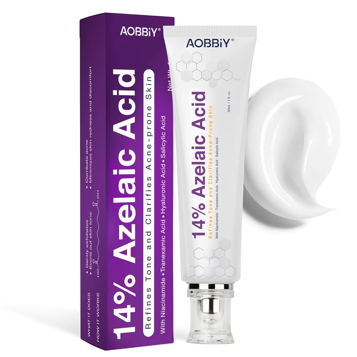 Azelaic Acid Cream for Face: Redness-Soothing Azelaic Acid Facial Cream for Uneven Tone, Blemish-Prone Skin, Pore Care and Skin Clarity Support, 1 oz