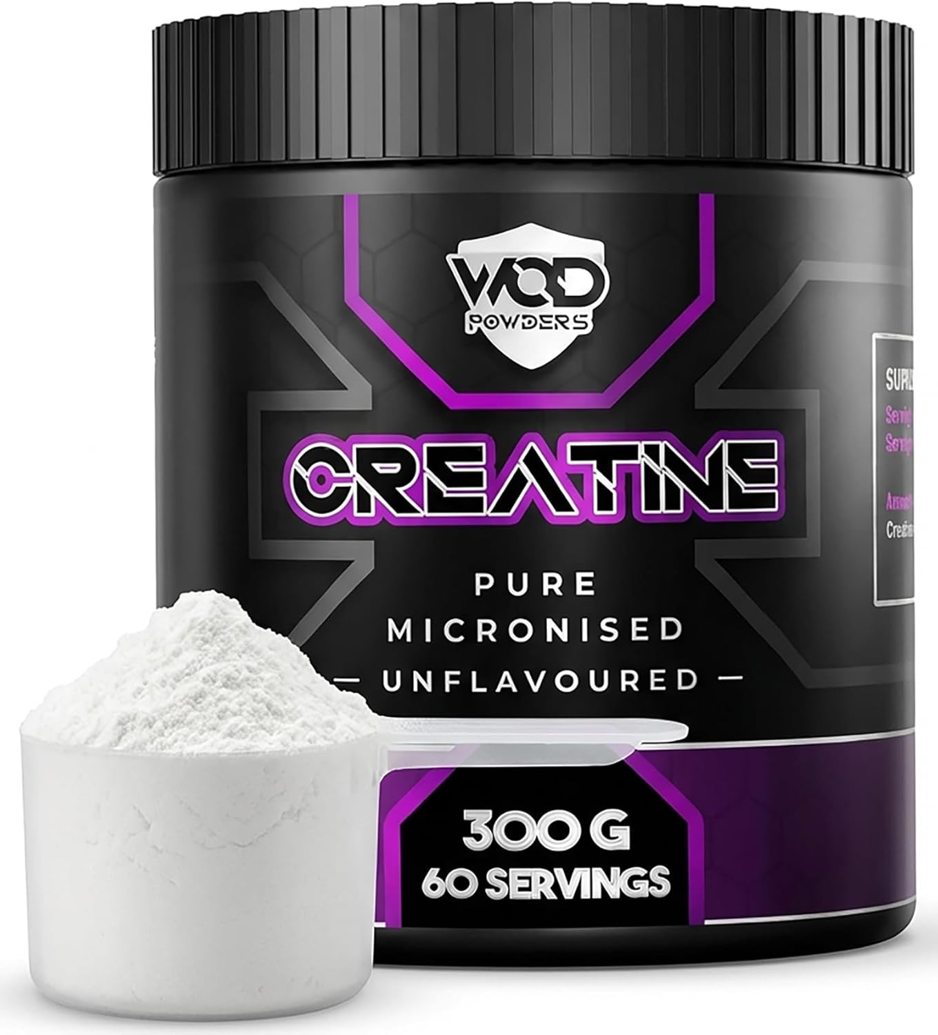 Creatine Monohydrate Powder 300g – Micronised Creatine | Proven to Improve Physical Performance and Recovery | Suitable for Vegans, Unflavoured, Scoop Included - Made in The UK by WOD Powders