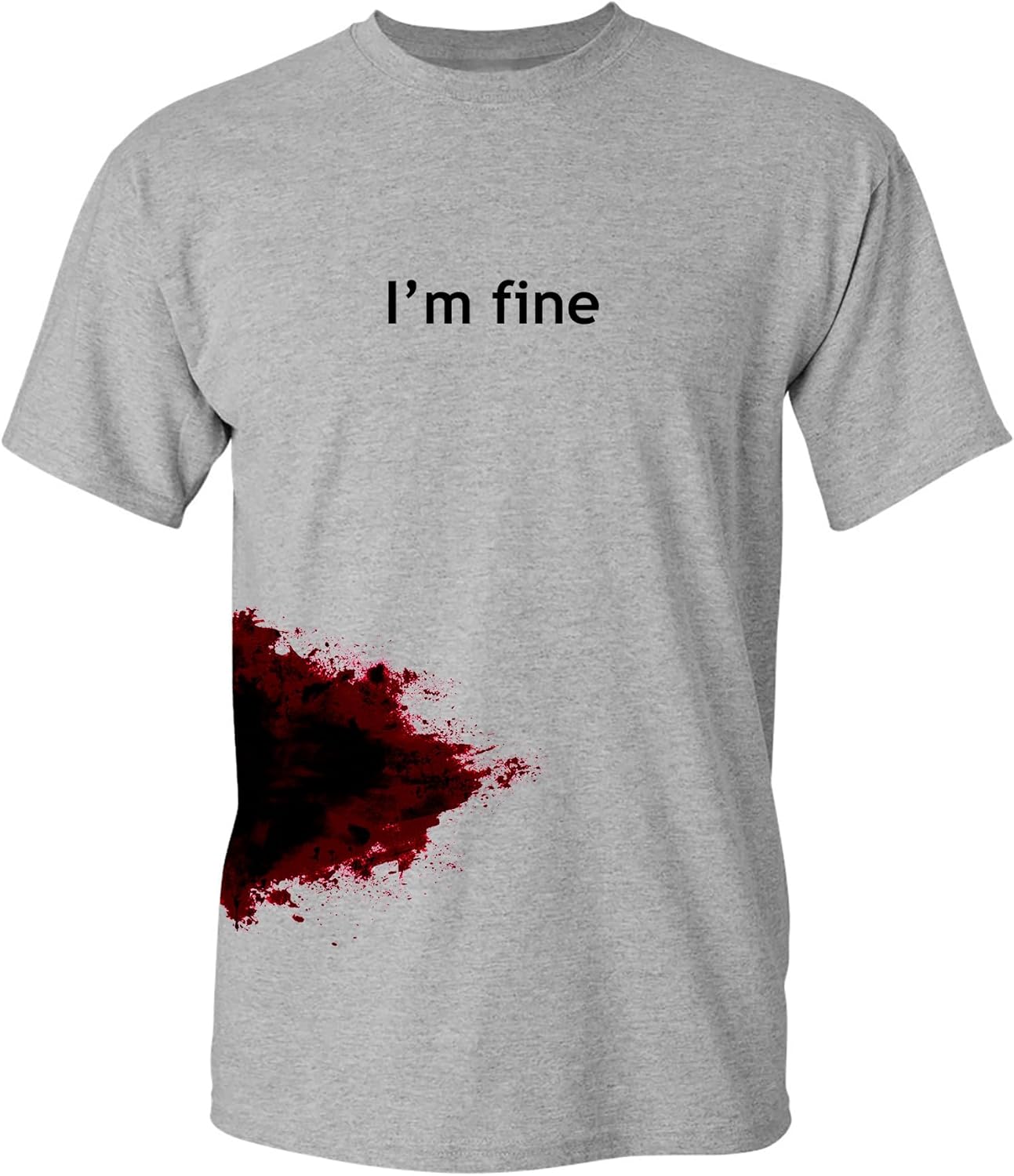 I'm Fine Movie Halloween Costume Tee Zombie Slash Shark Bite Scary Graphic Novelty Very Funny T Shirt