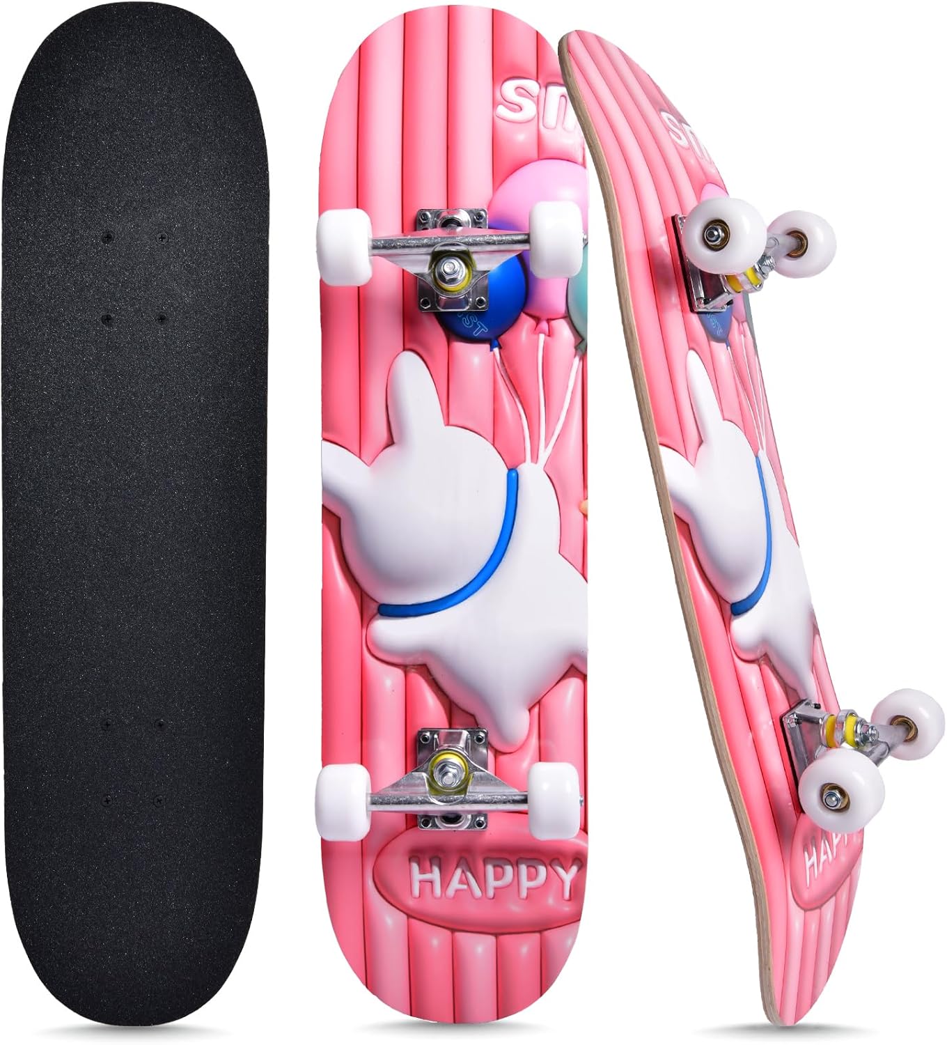 Skateboards for Beginners Kids Boys Girls Teens and Adults, 31 Inch Complete Standard Skateboards with 7-Layer Maple Double Kick Deck Unicorn and Skull Design